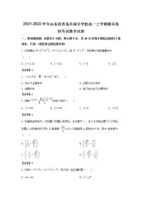 2021-2022学年山东省青岛市部分学校高一上学期期末选科考试数学试卷