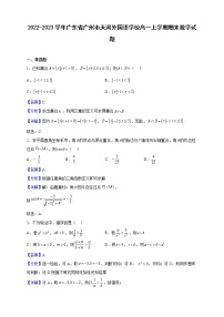 2022-2023学年广东省广州市天河外国语学校高一上学期期末数学试题（解析版）