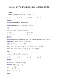 2022-2023学年广东省广州市真光中学高一上学期期末数学试题（解析版）