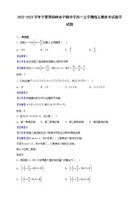 2022-2023学年宁夏青铜峡市宁朔中学高一上学期线上期末考试数学试题（解析版）