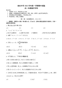 浙江省宁波市效实中学2022-2023学年高一上学期期中考试数学试题