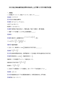 2022届上海市浦东复旦附中分校高三上学期12月月考数学试题（解析版）