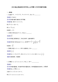 2023届上海市比乐中学高三上学期12月月考数学试题（解析版）