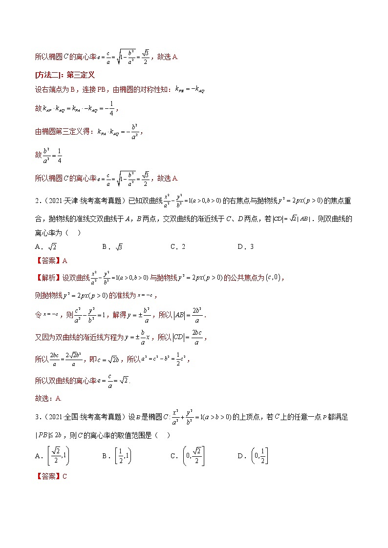 专题11 离心率问题速解（精讲精练）（解析版）第2页
