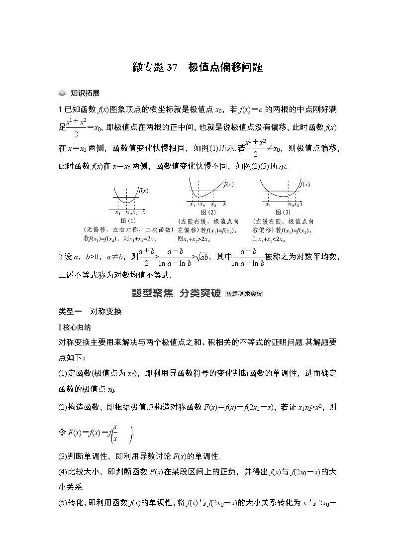 2023高考数学二轮专题  微专题37 极值点偏移问题第1页