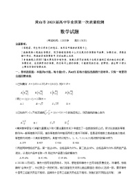 2023黄山高三第一次质量检测试题（一模）数学含答案