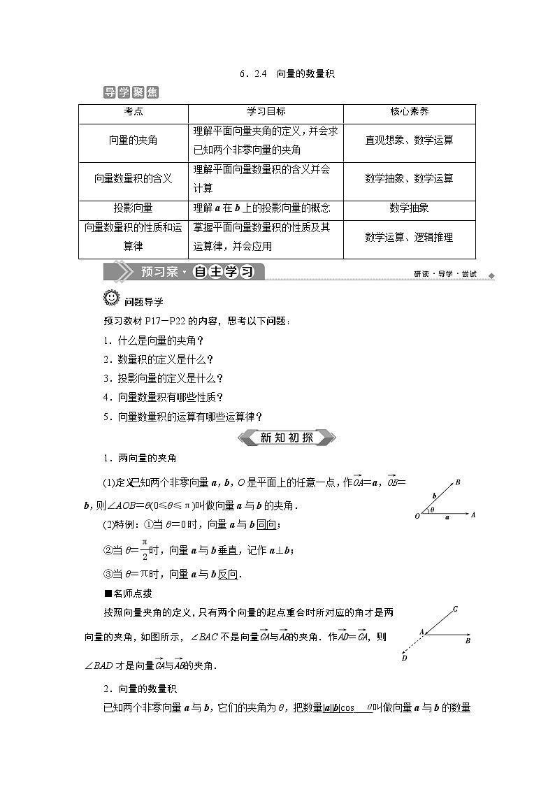 4 6．2.4　向量的数量积第1页