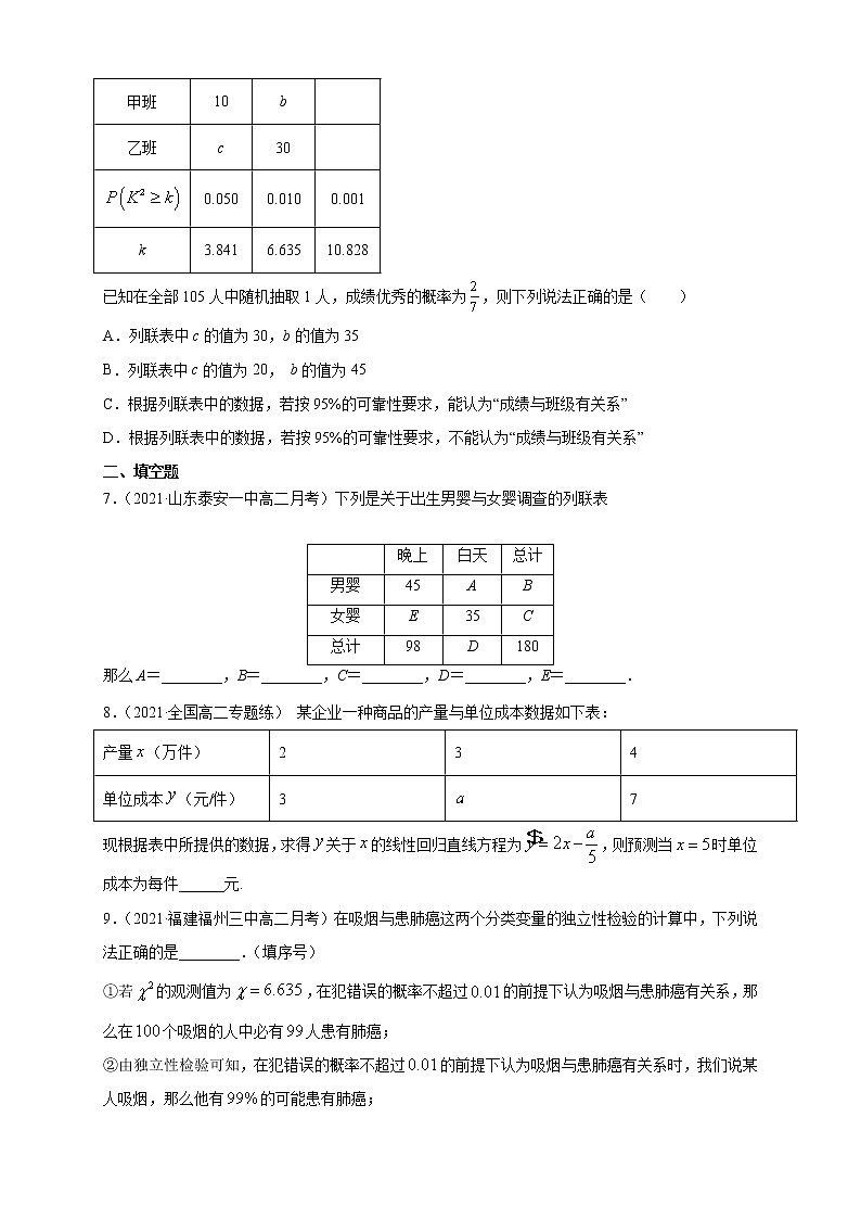 【格致课堂】第八章   成对数据的统计分析    -A基础练（原卷版）第3页