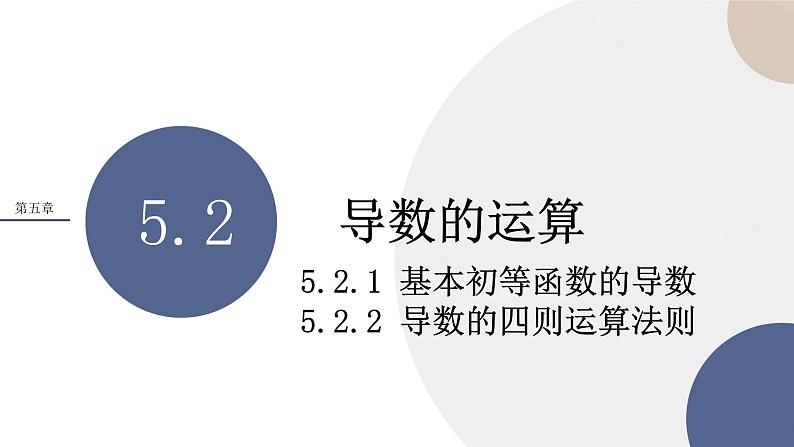 5.2 导数的运算-5.2.1 基本初等函数的导数 5.2.2 导数的四则运算法则第1页