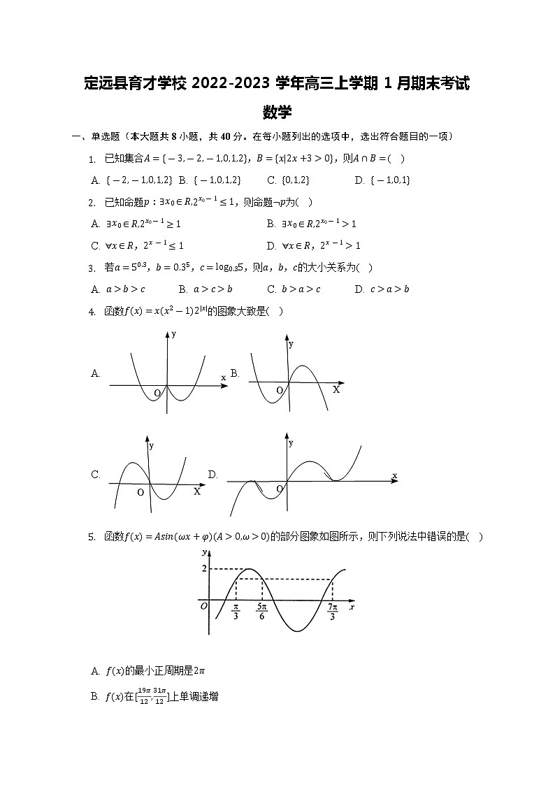 2023届安徽省滁州市定远县育才学校高三上学期1月期末考试数学试题（Word版含答案）01
