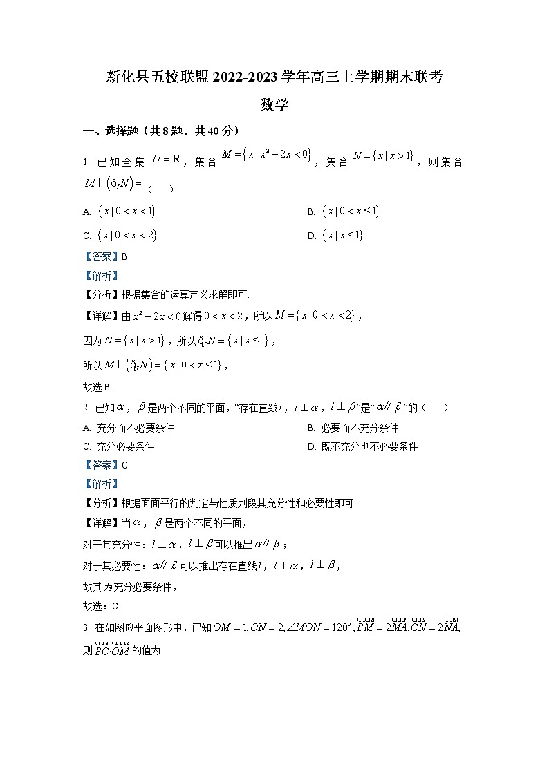 湖南省娄底市新化县五校联盟2023届高三数学上学期期末联考试卷（Word版附解析）第1页