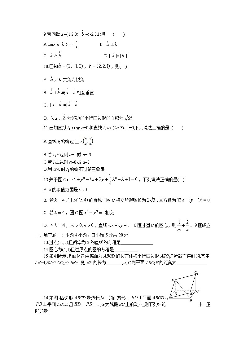 广东省茂名市电白区2022-2023学年高二数学上学期期中考试试卷（Word版附解析）02