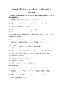 湖南省株洲市天元区2022-2023学年高一数学上学期12月月考试卷（Word版附答案）