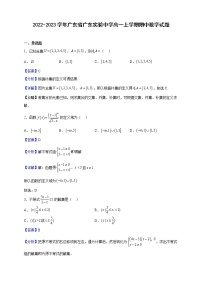 2022-2023学年广东省广东实验中学高一上学期期中数学试题（解析版）