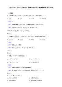 2022-2023学年广东省阳江市四校高一上学期期中联考数学试题（解析版）