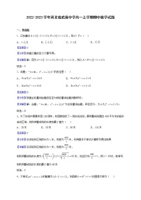 2022-2023学年河北省武强中学高一上学期期中数学试题（解析版）