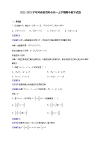 2022-2023学年河南省信阳市高一上学期期中数学试题（解析版）