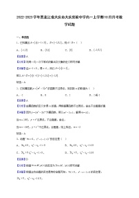 2022-2023学年黑龙江省大庆市大庆实验中学高一上学期10月月考数学试题（解析版）