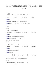 2022-2023学年黑龙江省哈尔滨德强高级中学高一上学期11月月考数学试题（解析版）