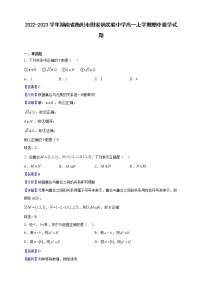 2022-2023学年湖南省衡阳市田家炳实验中学高一上学期期中数学试题（解析版）