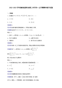 2022-2023学年湖南省邵阳市第二中学高一上学期期中数学试题（解析版）