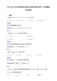 2022-2023学年吉林省长春市长春吉大附中实验学校高一上学期期中数学试题（解析版）