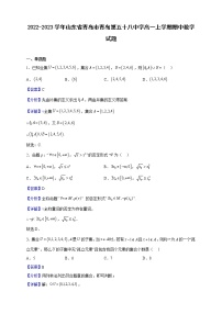 2022-2023学年山东省青岛市青岛第五十八中学高一上学期期中数学试题（解析版）