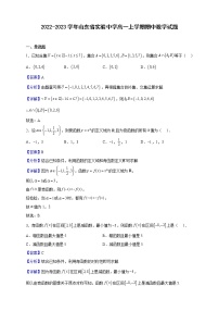 2022-2023学年山东省实验中学高一上学期期中数学试题（解析版）