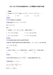2022-2023学年山东省潍坊市高一上学期期中考试数学试题（解析版）