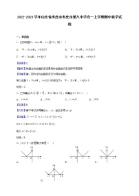 2022-2023学年山东省枣庄市枣庄市第八中学高一上学期期中数学试题（解析版）