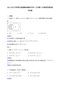 2022-2023学年四川省成都市树德中学高一上学期11月阶段性测试数学试题（解析版）