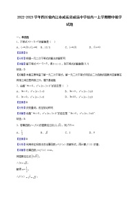 2022-2023学年四川省内江市威远县威远中学校高一上学期期中数学试题（解析版）