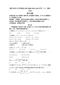 2022-2023学年重庆市育才中学校高一上学期期中数学试题