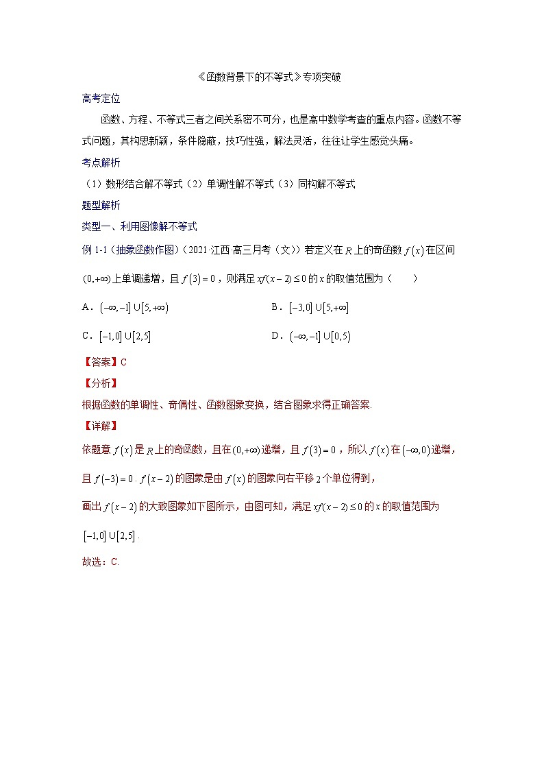 专题03函数背景下的不等式【一题一专题 技巧全突破】2022高三二轮  热点题型 专项突破（解析版）第1页