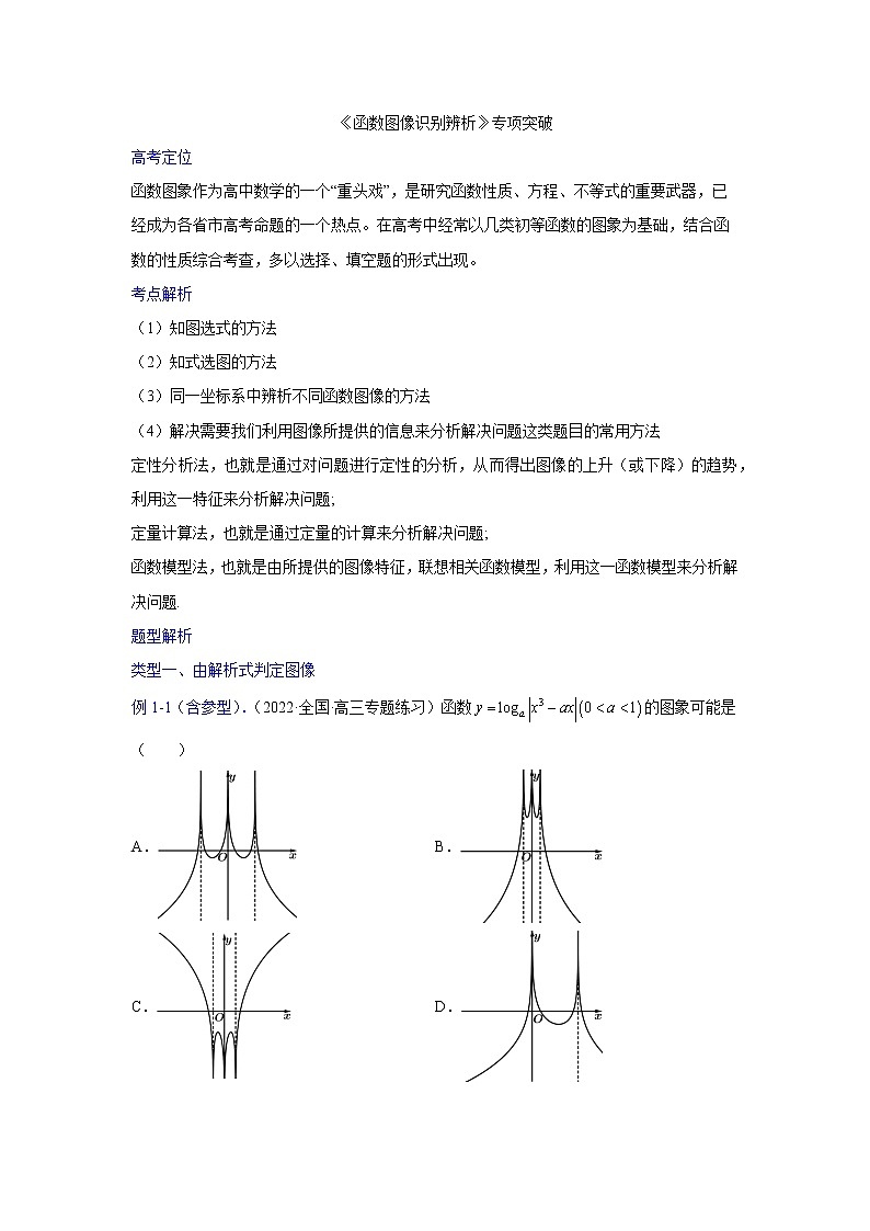 2023高三数学二轮热点题型专项突破专题06 函数图像辨析（新高考全国通用）01