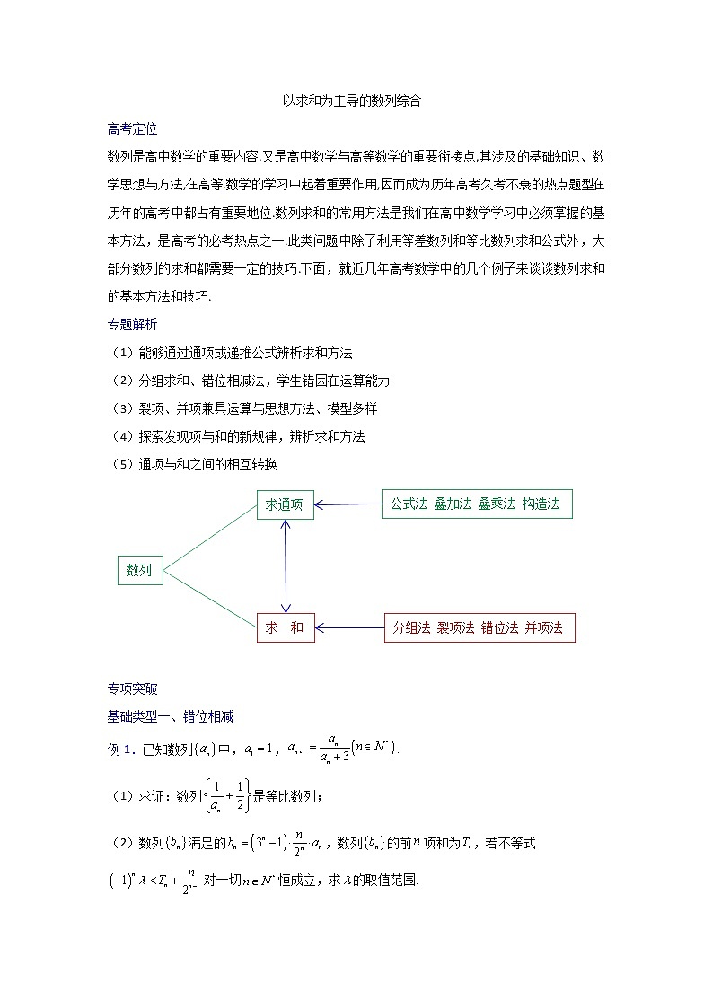 专题17 以求和为主导的数列综合【一题一专题 技巧全突破】2022高三二轮热点题型专项突破（原卷版）第1页