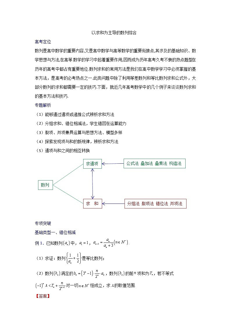 专题17 以求和为主导的数列综合【一题一专题 技巧全突破】2022高三二轮热点题型专项突破（解析版）第1页