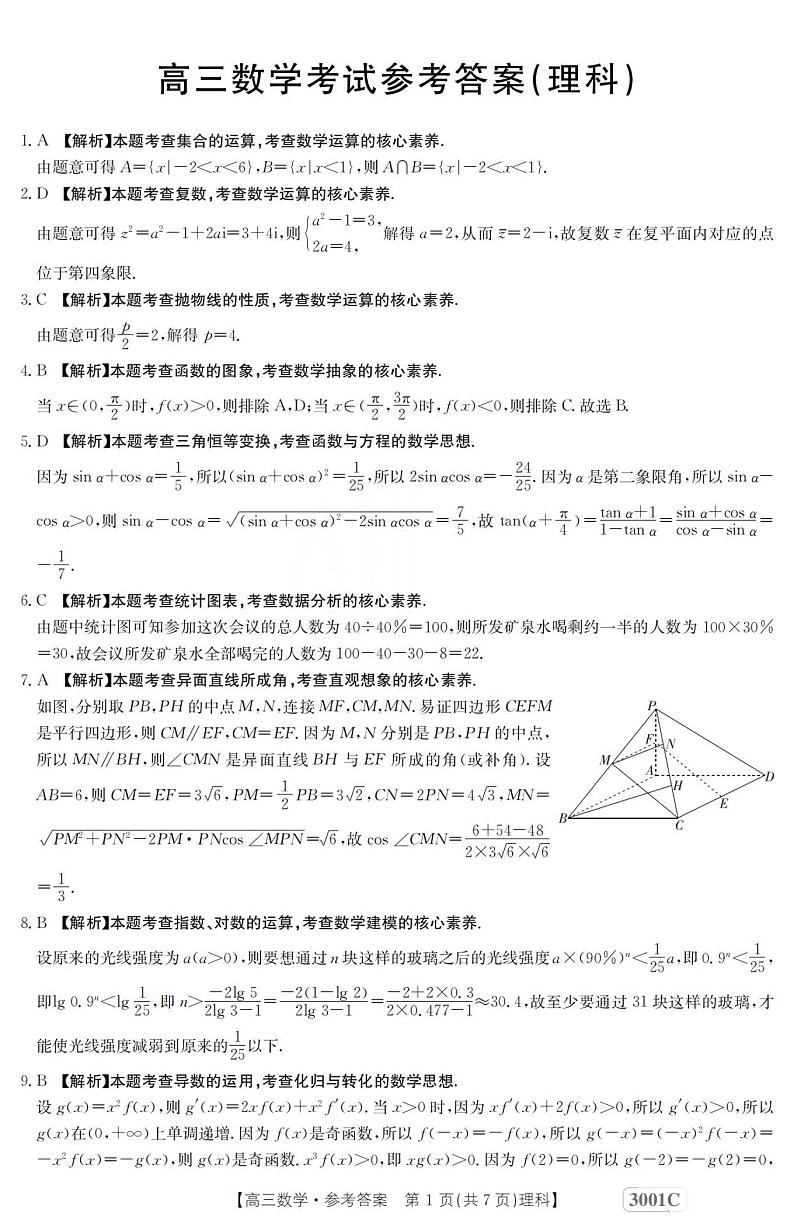 数学(理科)答案第1页