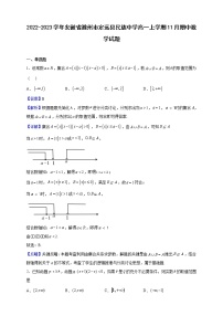 2022-2023学年安徽省滁州市定远县民族中学高一上学期11月期中数学试题（解析版）