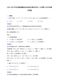 2022-2023学年安徽省滁州市定远县民族中学高一上学期12月月考数学试题（解析版）