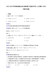 2022-2023学年河南省周口市太康县第二高级中学高一上学期11月月考数学试题（解析版）