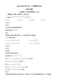 2022-2023学年黑龙江省伊春市高一上学期期末数学试题（解析版）