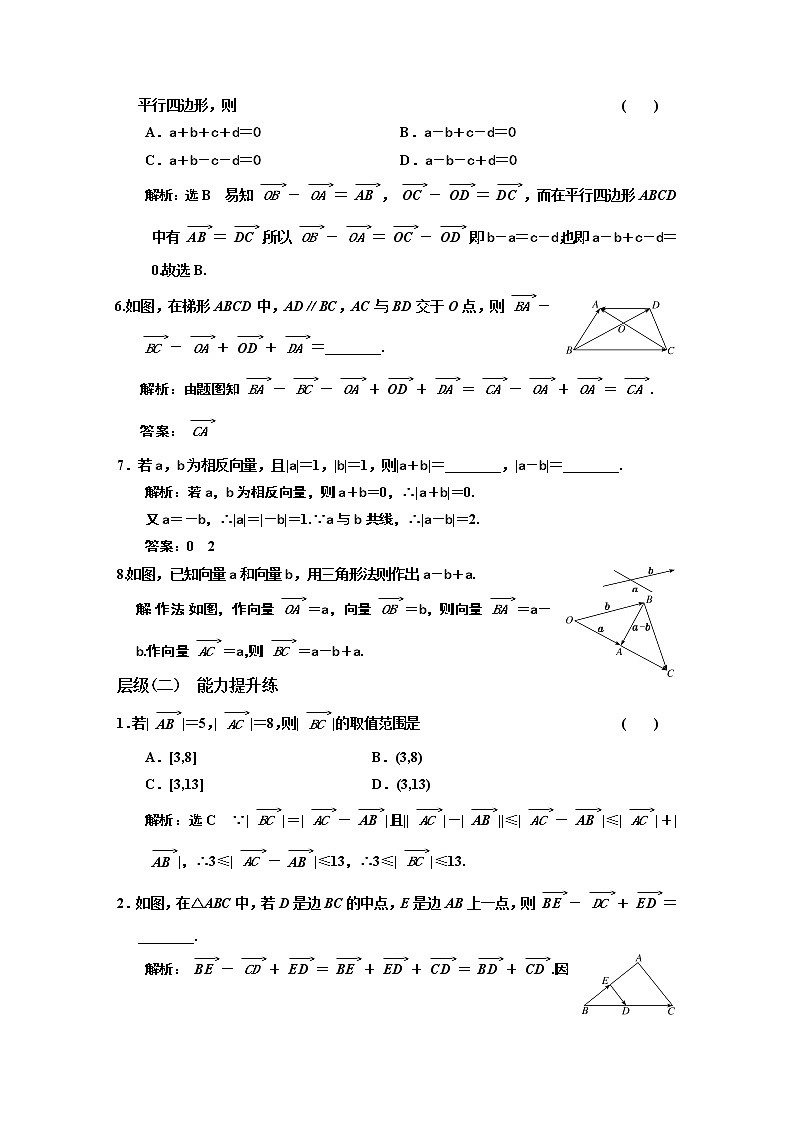 课时跟踪检测  （  三  ）  向量的减法运算第2页