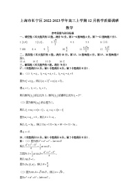 2022-2023学年上海市长宁区高三上学期12月教学质量调研（一模）数学试题 PDF版