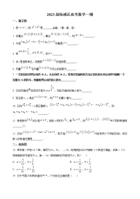 2023上海杨浦区高三上学期一模试题数学含答案