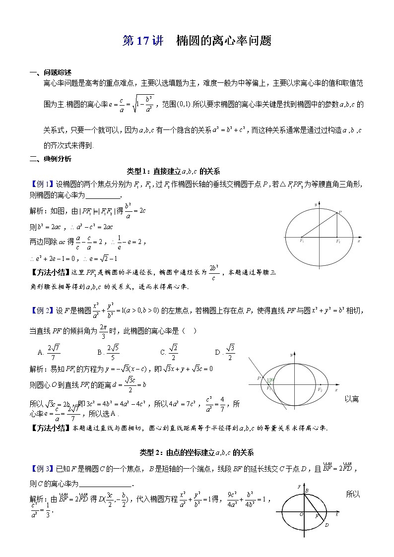 2023届新高考数学解析几何专题讲义  第17讲  椭圆的离心率问题第1页