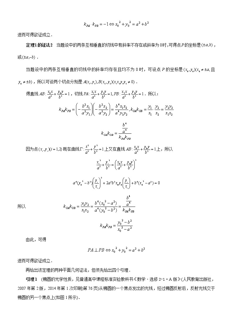 2023届新高考数学解析几何专题讲义  第21讲  蒙日圆及其证明和应用02