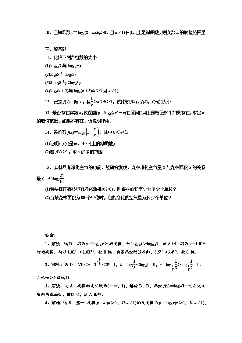 4.4.2  对数函数的图象和性质 第2课时 试卷02