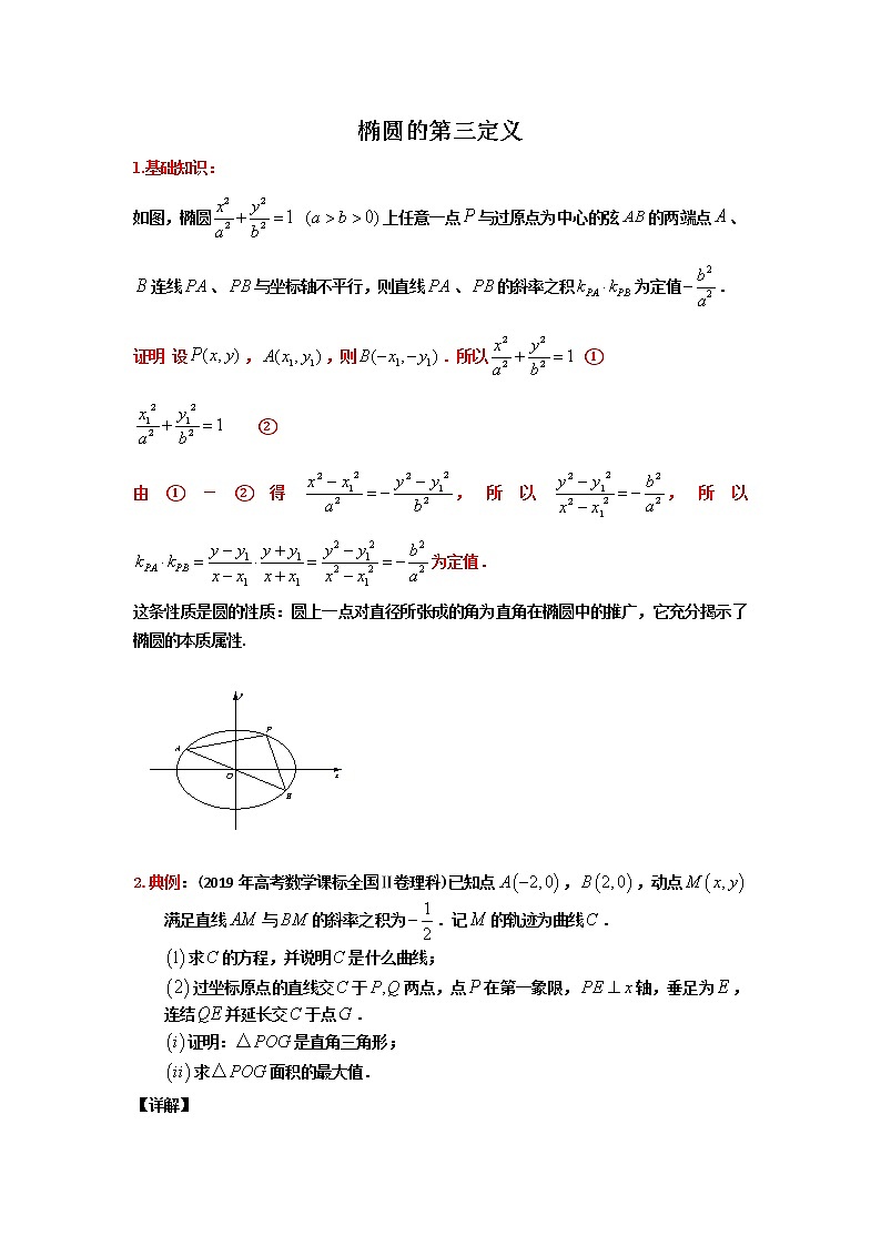 2023届高三寒假数学二轮微专题45讲 27.椭圆第三定义与点差法01
