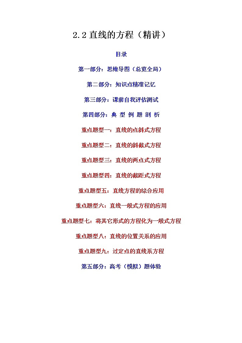 2.2直线的方程（精讲）（原卷版）第1页